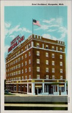 Hotel Northland Marquette Michigan Vintage Postcard Olson News Co Curteich