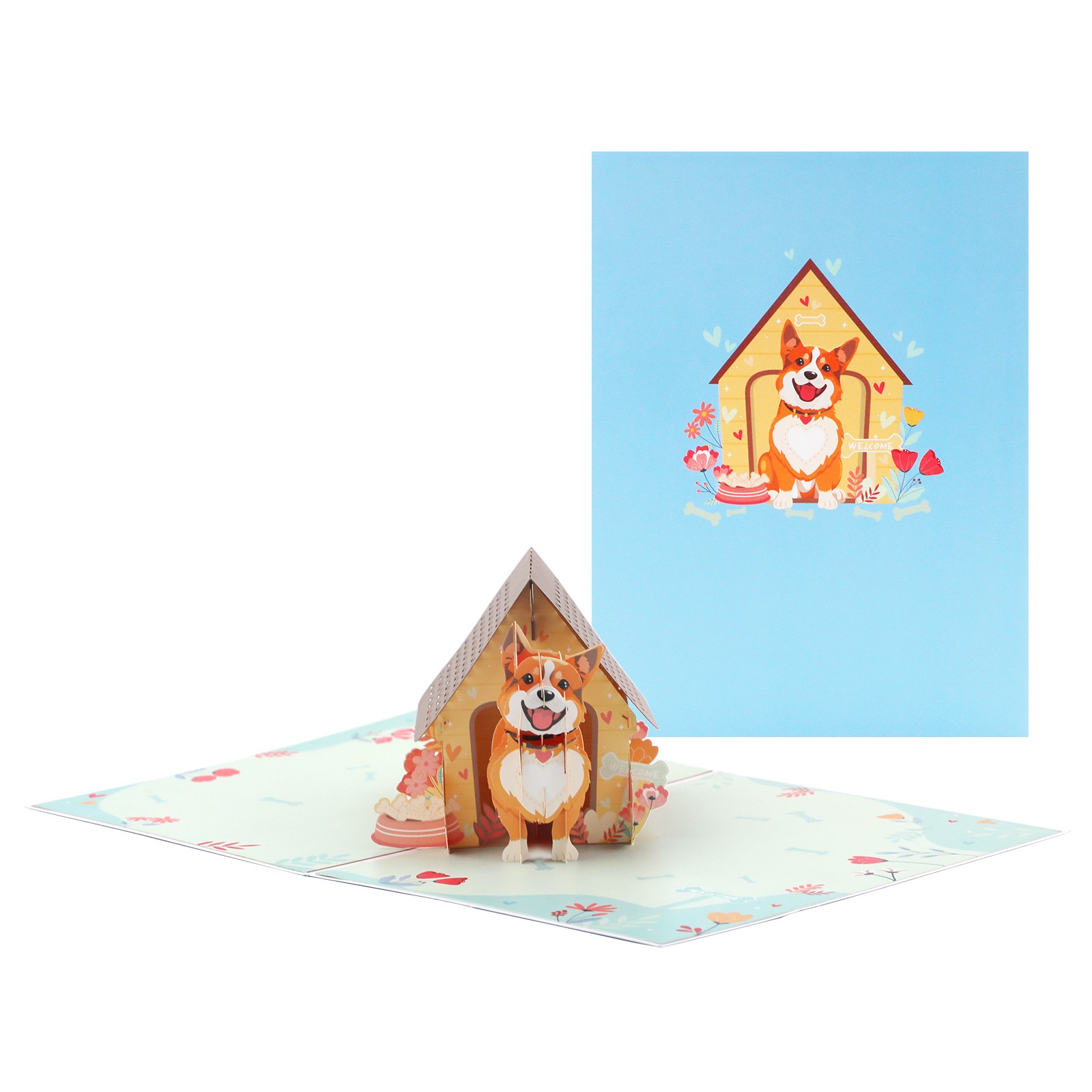 Brightfeel Dog In Doghouse 3D Pop Up Greeting Card - White - Image 2