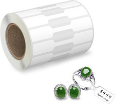 500 etiquetas adhesivas blancas para joyeria en rollo para collares y anillos