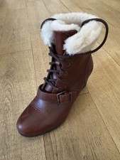 Women's Dark Red Leather UGG boots with will inside and top