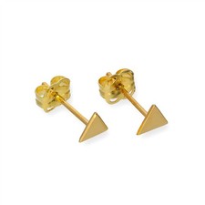 Small 9ct Gold Flat Triangle Stud Earrings Shape Pyramid Butterfly Backs
