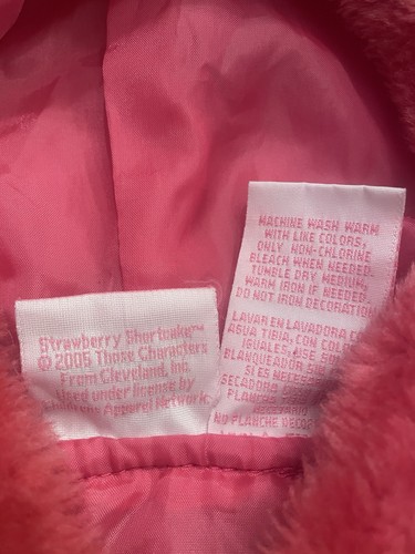 Vintage 2005 Strawberry Shortcake “Cutie Pie” Pink Quilted Hooded Vest – Size 6 - Picture 3 of 5