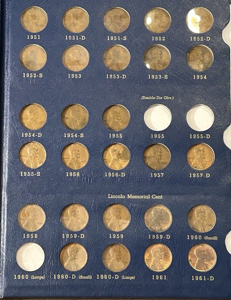 2 Lincoln Cents Coin Albums/Folders Collection with 113 coins Wheat and ...