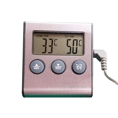 Meat Thermometer Digital Thermometer Oven Thermometer Timer with Stainless - Image 1 of 4