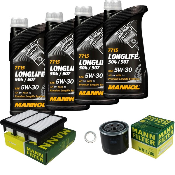MANN-FILTER Inspektionspaket Mannol 4L Longlife 5W-30 FüR Hyundai I30 1.4-image