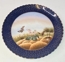 Antique HandPainted Butterfly Plate Cobalt Aesthetic Movement Chinoiserie No. 19