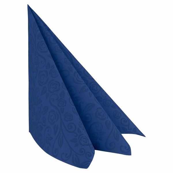 500X Servietten Airlaid 40X40Cm 1/4 -Falz Mit Rosenmuster Dunkelblau-image