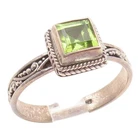 925 Sterling Silver Vintage Ring SARDA Peridot Scrollwork Band  Sz 8  RG35979