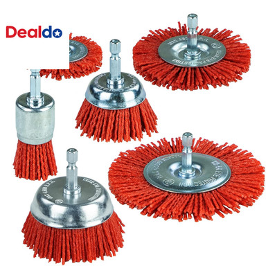 6 Pack Nylon Filament Abrasive Wire Brush Wheel & Cup Brush Set with 1/4 Inch He