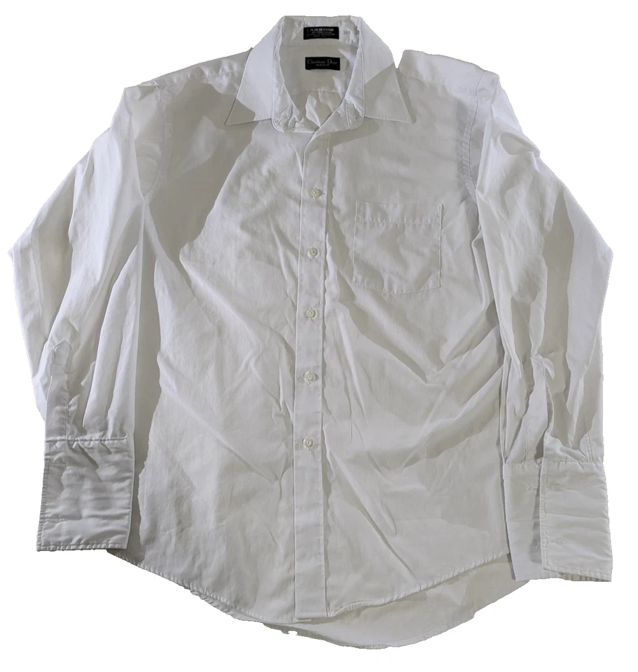 Camisa de Vestir Christian Dior Para Hombres 16.5 34 Blanca Monsieur Hecha en EE. UU. Camisa Esmoquin Foto 2 de 4