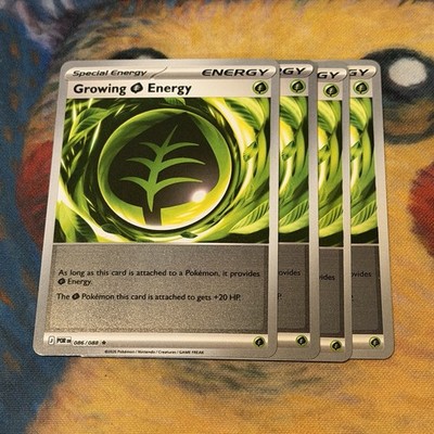 4x Growing Grass Energy 086/088 ME03 Perfect Order Reverse Holo Pokemon Playset