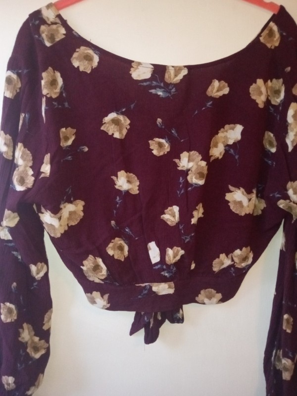 Kendall & Kylie Burgundy Floral crop top