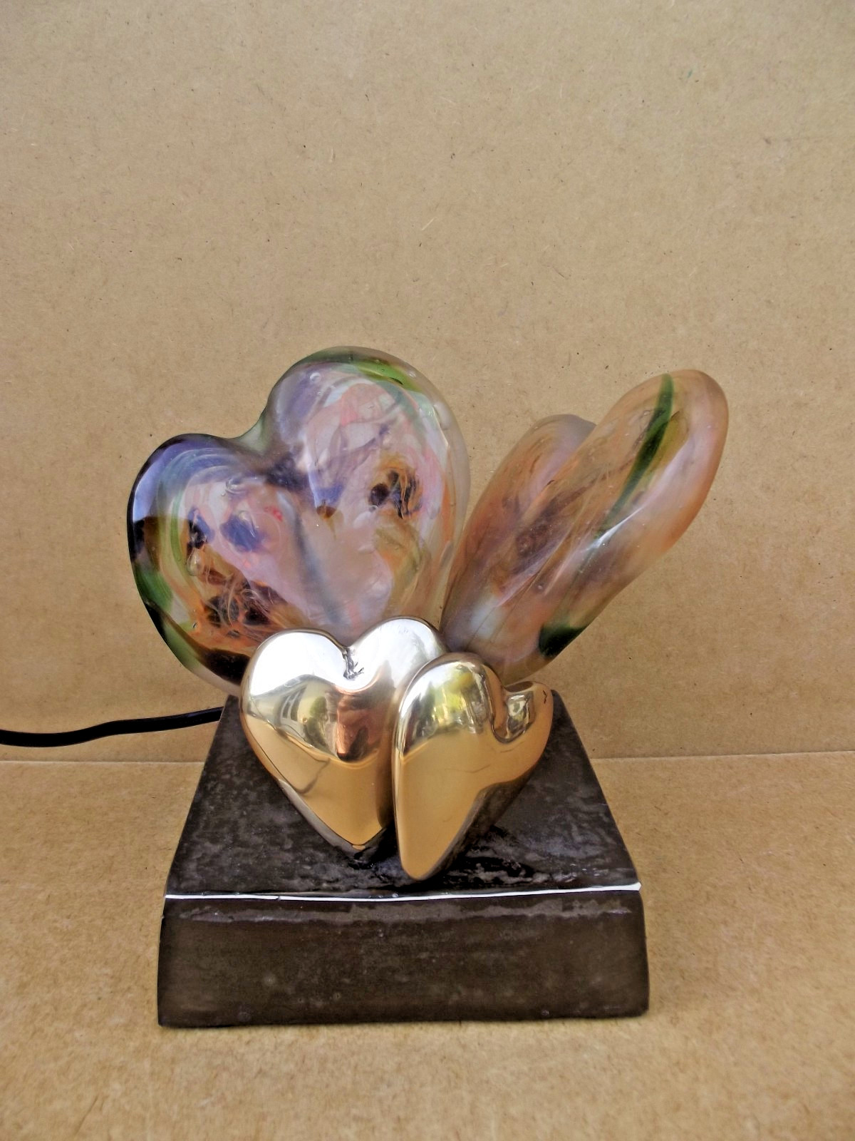 Yves Lohé Lámpara Corazón Bronce Yves Lohé Corazón Escultura Firmada