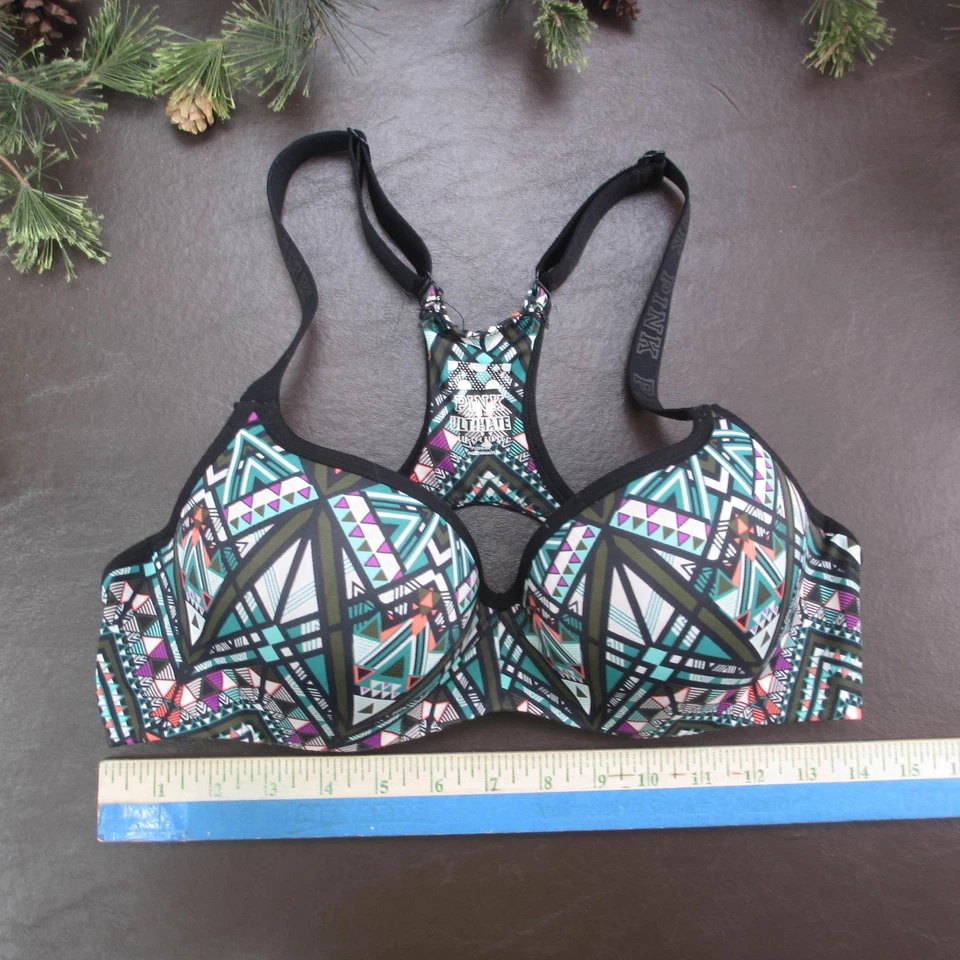 Sujetador ROSA Victoria's Secret Mujer Espalda Corredora Geométrico Acolchado Moldeado Multicolor Foto 2 de 4