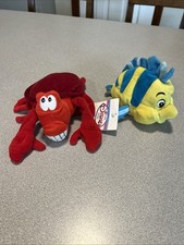 Vintage Disney Store Little Mermaid Bean Bag Plush Lot of 2
