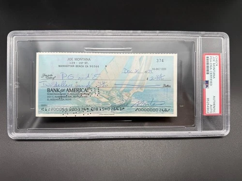 Joe Montana Autographed Personal Check Rookie Year 1979 PSA/DNA Signed Rare!