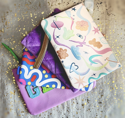 4x~IPSY~Small Makeup Bags w/ Zippers~Purple & Multicolor~New~Ships Free~
