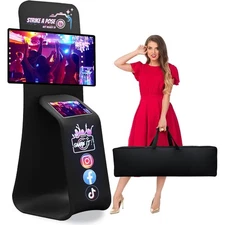 Kiosk TV Floor Stand w/ iPad Sharing Station Floor Holder Station for Trade Show