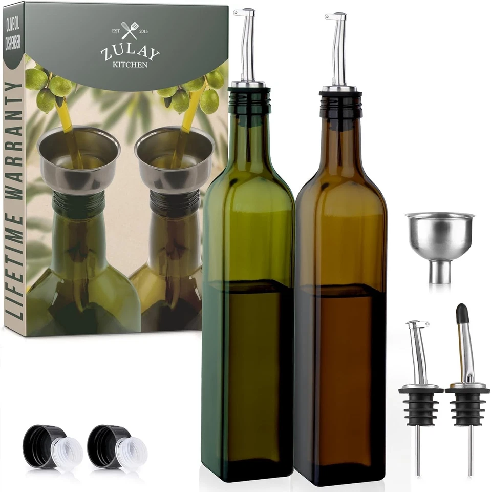 2-Pack 17oz Olive Oil Bottles with Spouts & Airtight Corks for Freshness - Image 3 of 4