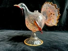 Vintage Art Glass Turkey Bud Vase Murano Style Bubbles Inclusions Hand Blown