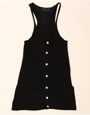 ZARA Womens Sleeveless A-Line Dress UK 12 Medium Black Silk DV25