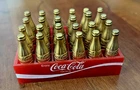 Vintage Mini Coca Cola Crate with 24 Gold Miniature Bottles