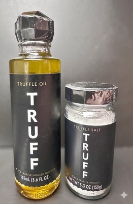 TRUFF Black Truffle Infused Olive Oil & Infused salt Set 5.6 & 5.3 Oz Bottles