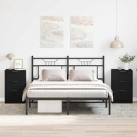 Nachttisch 2 Stk. Schwarz Eichen-Optik 40 X 65 X 65 Cm