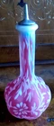 Rare Vintage Fenton Daisy & Fern Cranberry Opalescent Barber Bottle 7"H