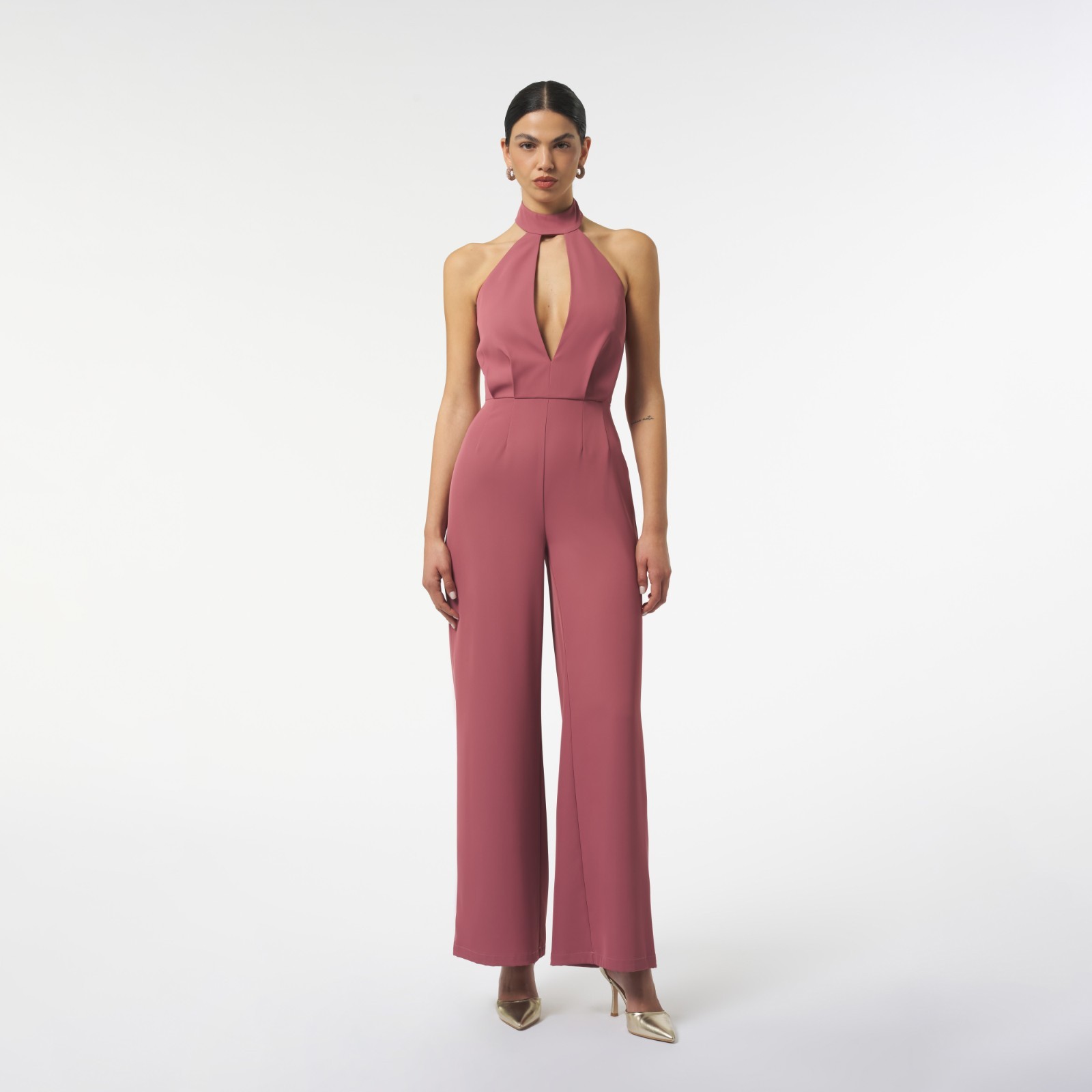 Tuta Elegante Donna Halter Cut-Out Cerimonia A Palazzo Rosa Antico SILENCE