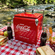 Coca-Cola Vintage Metal Ice Chest Cooler 13L 14Qt  Portable Outdoor Ice Bucket