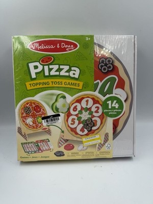 Melissa & Doug Wooden Double-Sided Pizza Topping Toss Games 14-Piece, New Sealed