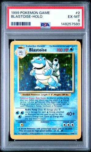 1999 POKEMON BASE SET UNLIMITED #2 BLASTOISE-HOLO PSA 6