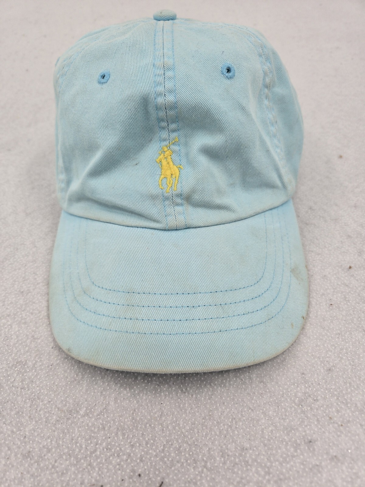 Cappello baseball Polo Ralph Lauren blu chiaro berretto cinturino posteriore con logo giallo pony