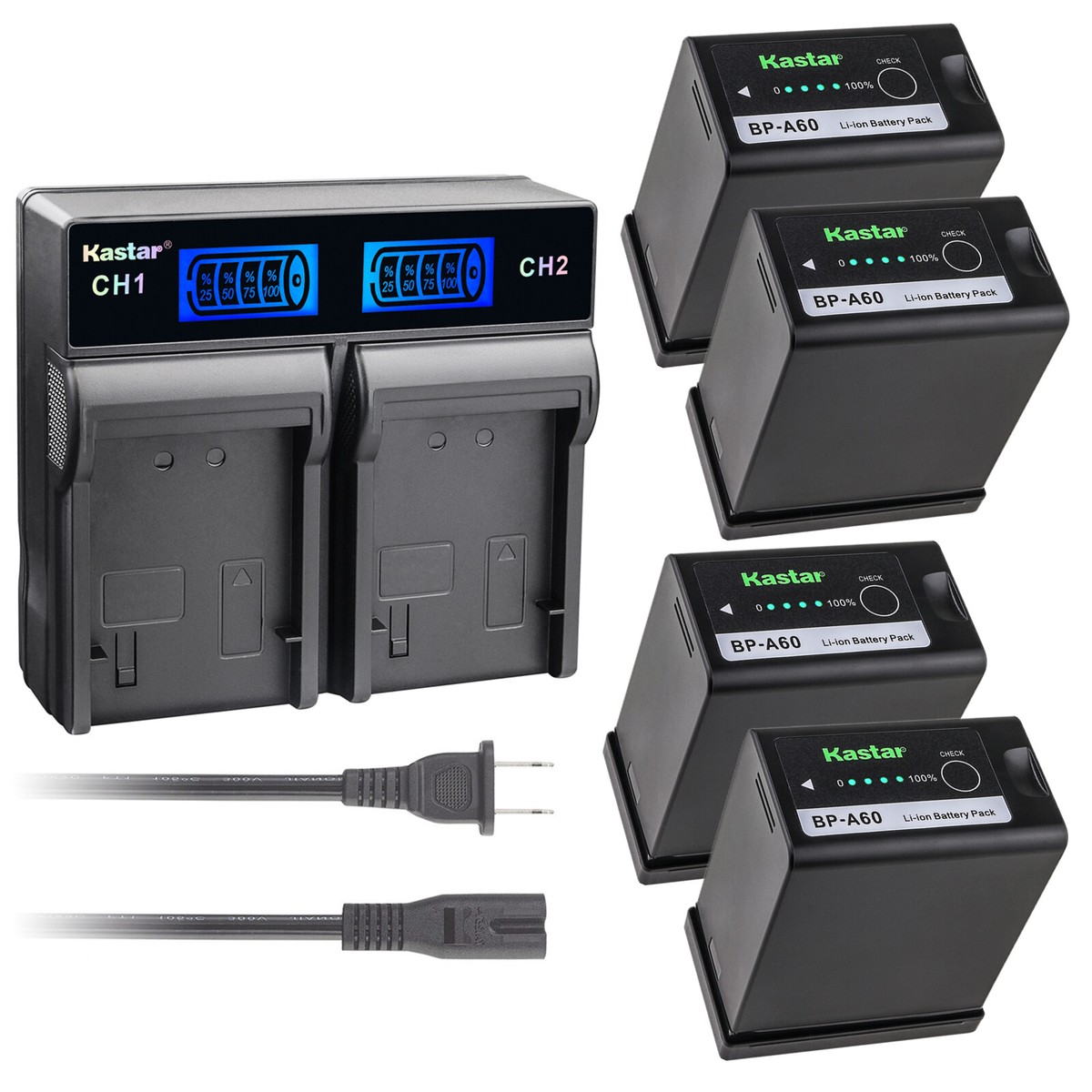Kastar Decoded Battery AC LCD Dual Rapid for Canon BP-A60 A60