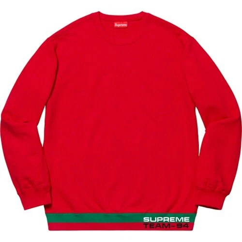 Sweat col rond à rayures côtes Supreme rouge XL