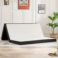 ZUNMOS 3/4 Inch Tri- Fold Travel Mattress Memory Foam Foldable Bed with Washable