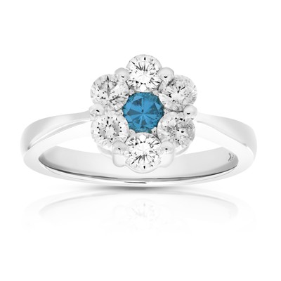 Vir Jewels 1 cttw blau-weiß Diamant Verlobungsring 14K Weißgold Größe 7