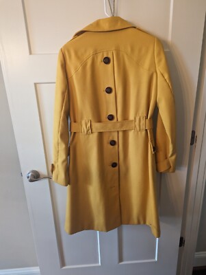 Via- 6 Golden Yellow Button Down Military Style Trench Coat Jacket