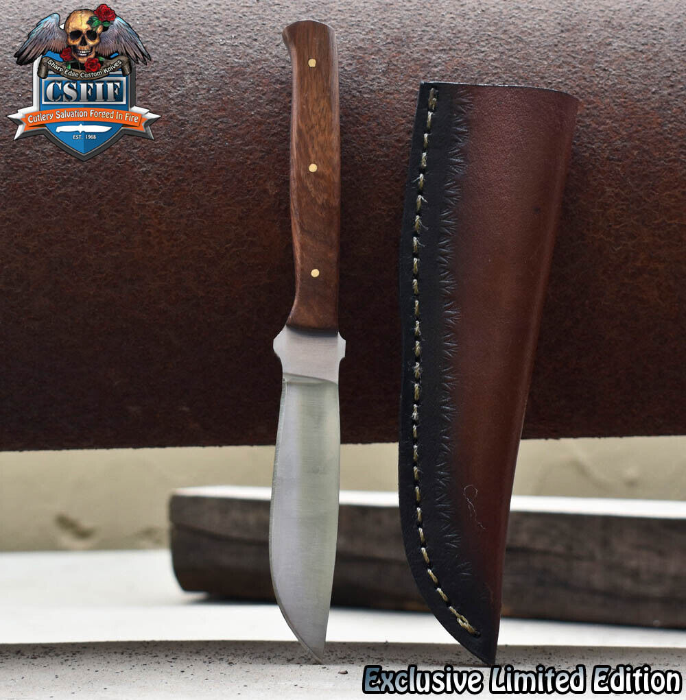 CSFIF Hand Crafted Skinner Knife AUS-8 Steel Walnut Wood Fishing Veterans Gift