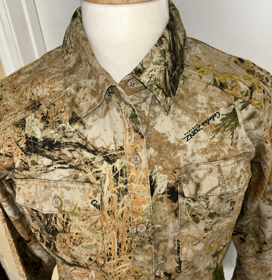 NWT Cabela's Zonz Western Long Sleeve Button-Up Camo Hunting Shirt Women’s SZ M - Image 4 of 4