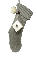 UGG Classic Cable Knit Stocking Seal Gray 21" Christmas Holiday Decor NWT