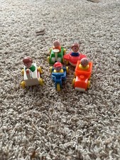 Vintage 1960s FISHER-PRICE LITTLE PEOPLE 10 Piece- 5 Vehicles /5 People