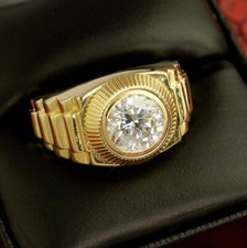 2Ct Round VVS1/D Diamond Men's Solitaire Engagement Ring 14K Yellow Gold Finish