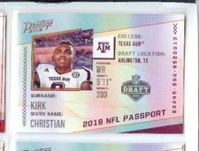 CHRISTIAN KIRK 2018 PANINI PRESTIGE FOOTBALL NFL PASSPORT #PP-CK TEXAS A &M 