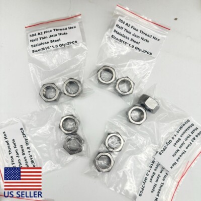 2PCS M16*1.0 304 Stainless Steel Hex Machine Screw Nuts