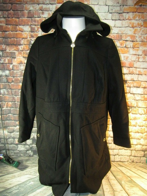 michael kors black wool coat gold zipper