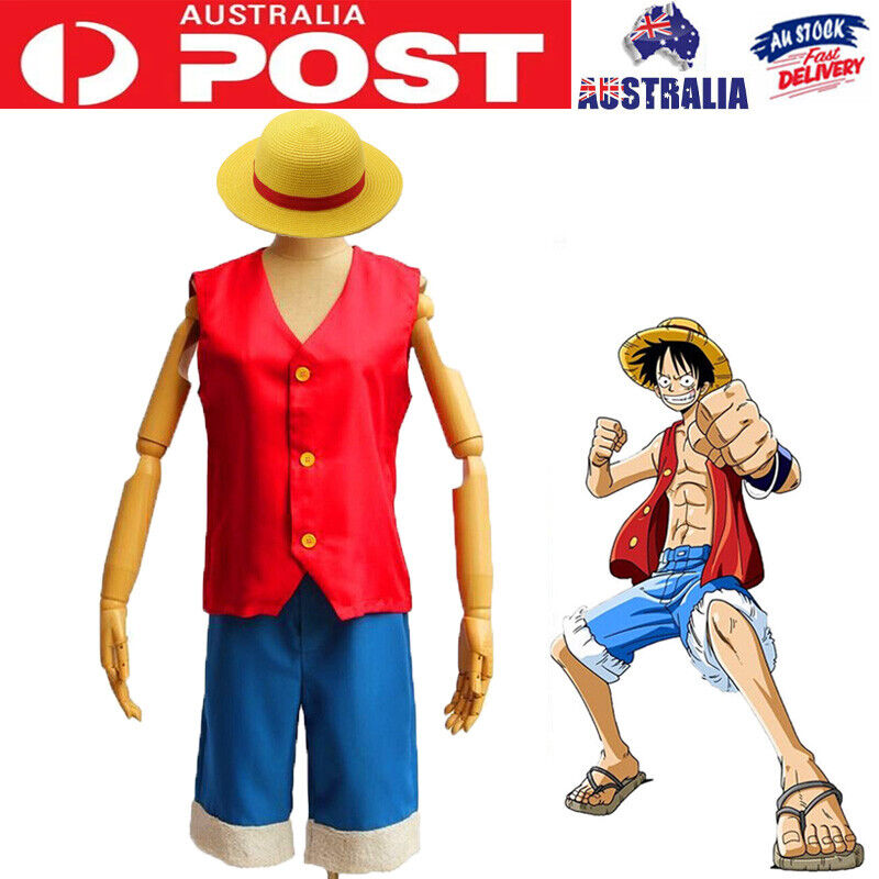 Monkey D. Luffy Cosplay Costume Straw Hats Pirate Outfits Set One Piece  Anime Manga Halloween Adults Fancy Dress