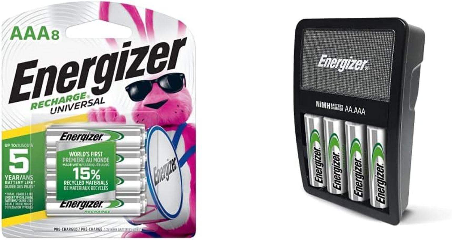 Rechargeable AAA Batteries and Rechargeable AA and AAA Battery Charger with 4 AA-image