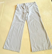 Gap KHAKIS Womens Beige Cotton Linen Wide Leg Pant Sz 12 Pre-owned